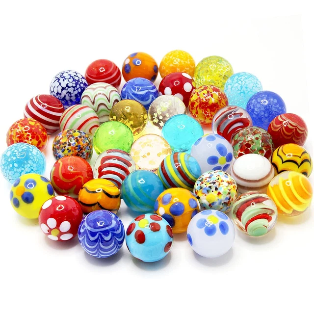 30 PCS Glass Marbles for Kids, 25 Colorful Assorted Marbles and 5 Glow in