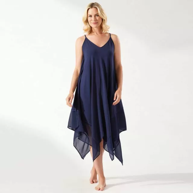 Tommy Bahama Cotton Modal Scarf Dress Cover Up Navy Blue TSW44337C Size S/M