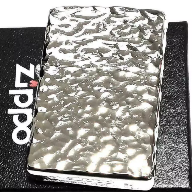 Zippo Oil Lighter Hammertone Silver Platinum Plating Double Sided Router JPN