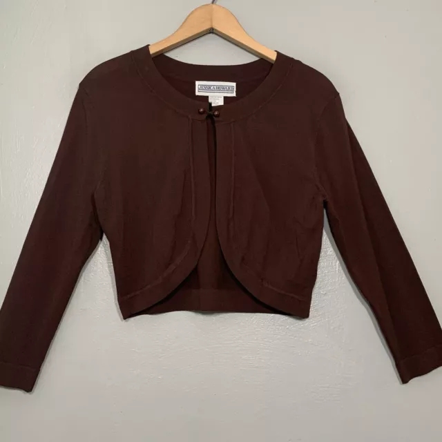 Jessica Howard Womens Size 10 Dark Brown Bolero Shrug Cropped Sweater Cardigan