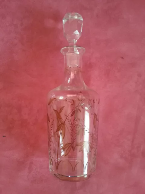 Belle carafe liqueur ancienne en verre ou cristal taillé époque 1900 Baccarat ?