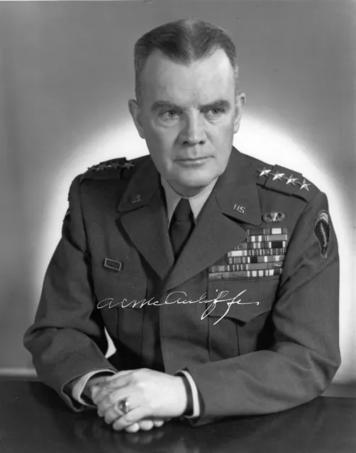 ANTHONY C. MCAULIFFE - RARE PHOTOGRAPH AUTOGRAPHED SIGNED 8x10 PHOTO