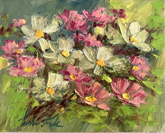 LANDSCAPE FIELD FLOWERS Oil Painting Impressionism Margaret Raven Kruk