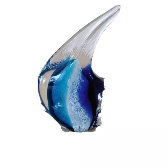 Art Glass Blue Fish Sculpture/Paperweight 6" tall by 4" long