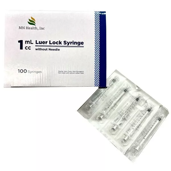 Sterile Luer Lock Syringe Without Needle 1cc 100/pk