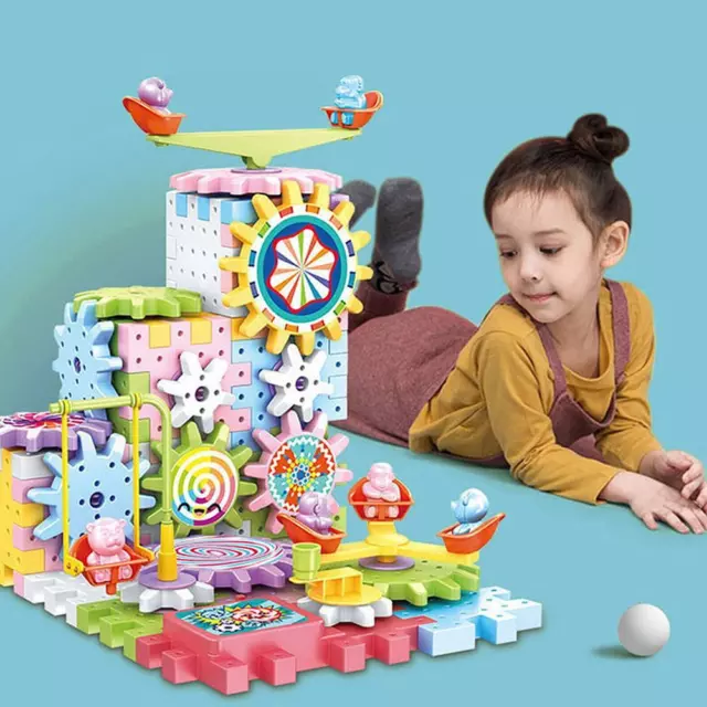 Kids Educational Interlocking Building Blocks & Gears Toy 2024 Construction T4C3