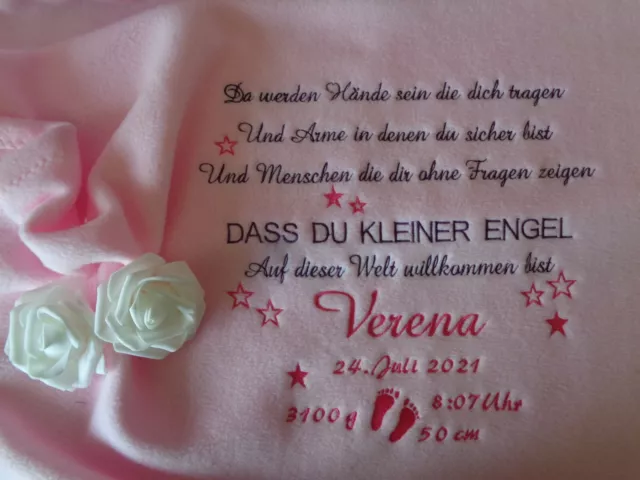 ☘️❤️Babydecke mit Namen bestickt Spruch Kinderdecke personalisiert Geburt Taufe