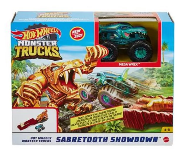 Mattel Hot Wheels Monster Trucks  GYL10 Sabretooth Showdown Truck Mega Wrex