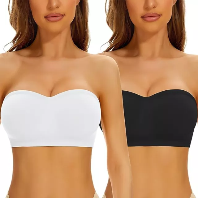 Women Strapless Bra Bandeau Bra Comfort Removable Pad Crop Tube Top Seamless Bra