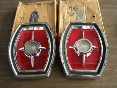 NOS OEM FORD 1965 Galaxie 500 Tail Light Lamp Bezels Lenses XL LTD Trim