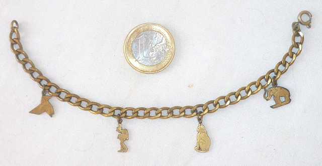 Bracelet Gourmette Vintage Plaqué Or, Maillons Croisés - Occasion En Parfait état, Bijou Rétro