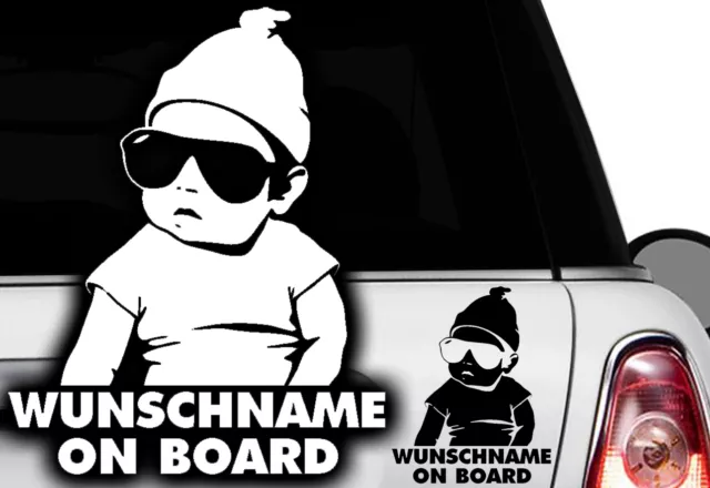 2x Aufkleber WUNSCHNAME ON BOARD Sticker Hangover Baby Auto Kind fährt mit FUNo