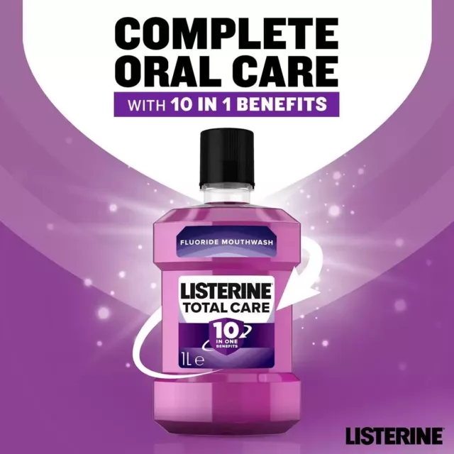 Listerine Total Care 10 In 1 Clean Mint Mouthwash Pack 2 X 1L 3