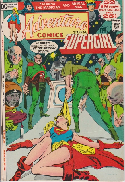 Adventure Comics #415. Feb 1972. DC. Supergirl/Zatanna. FN+.