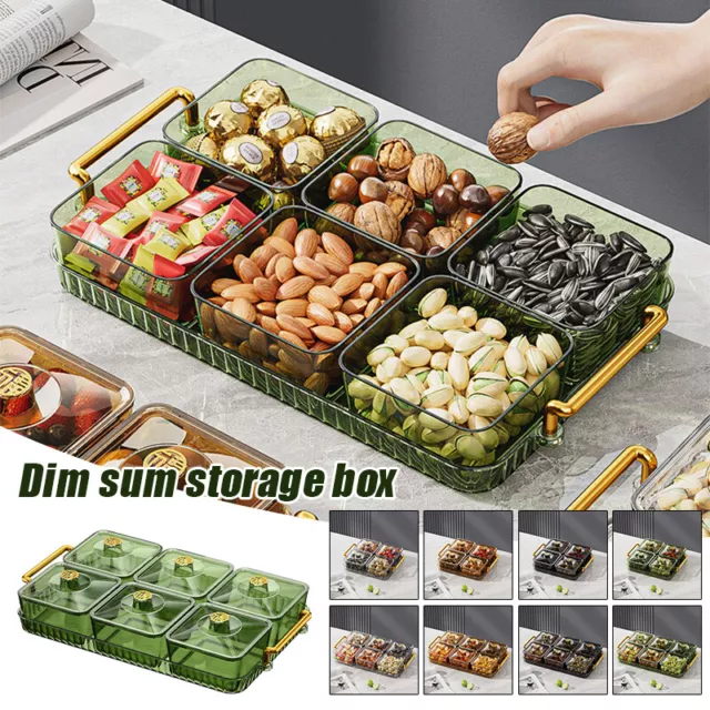 Home Food Storage Tray Dried Fruit Snack Serving Plate Candy Nuts Dish With Lid