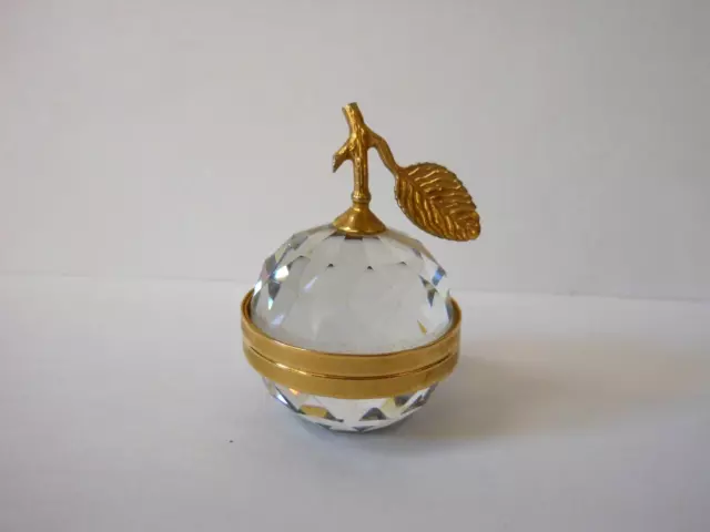 Small Vintage Swarovski Crystal Hinged Apple Figurine Picture Holder w/Mirrors