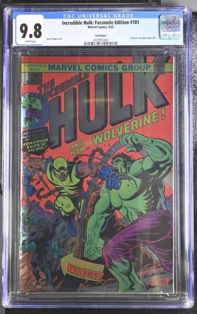 Incredible Hulk 181 CGC 9.8 FOIL Facsimile 1st App. Of Wolverine Wendigo Reprint