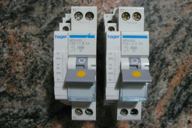 Disjoncteur Hager Ph+N 2A - Courbe C, Pouvoir Coupure 3kA - Pour Tableau Électrique - Réf MFN702
