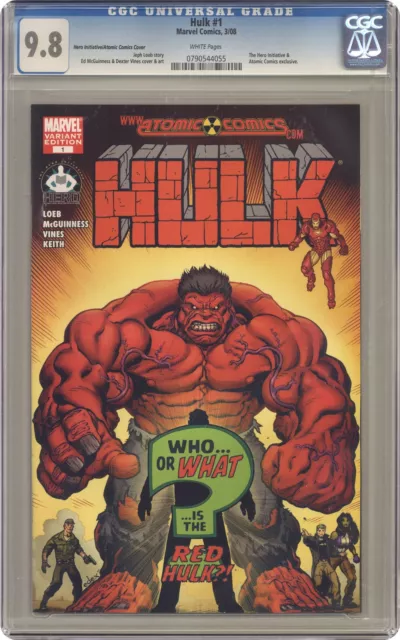 Hulk #1 Mcguinness Hero Initiative / Atom Variante Cgc 9.8 2008 0790544055