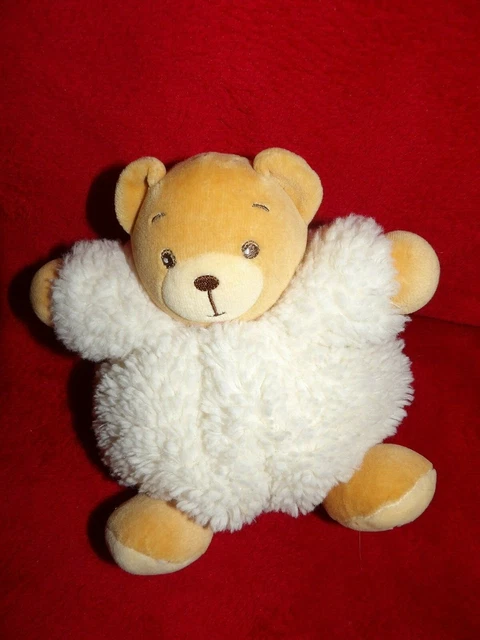 Doudou Kaloo Peluche Ours Boule Beige, Fourrure Ecru 17 cm
