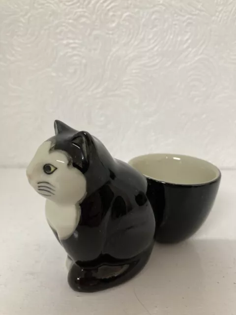 Quail Ceramics Egg Cup Black & White Cat