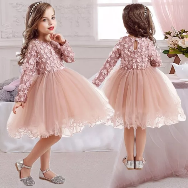 Flower Princess Dress For Girls Winter Long Sleeve Princess Party Kids Children