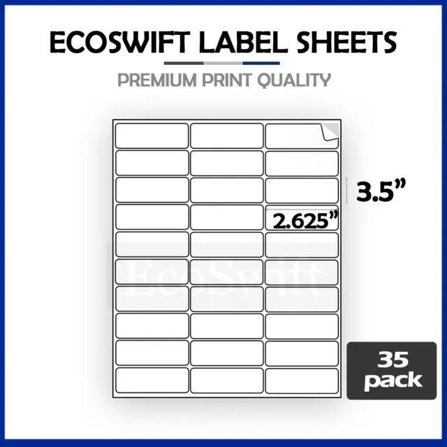 1050 2.625 x 1 EcoSwift Laser Address Shipping Adhesive Labels 30/sheet 1 x2 5/8