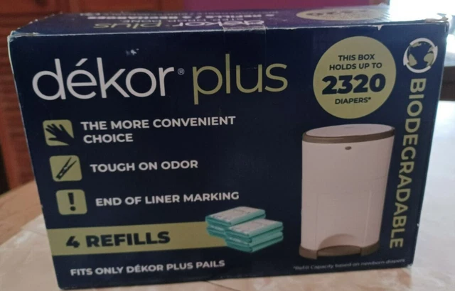 Dekor Plus Diaper Pail Biodegradable 4 Refills - Open Box New