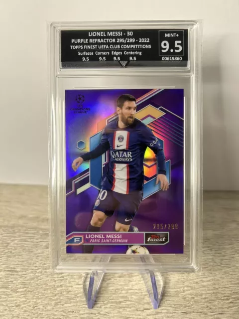 Lionel Messi /299 Purple PSG. Topps Finest Graded 9.5 2023 #30