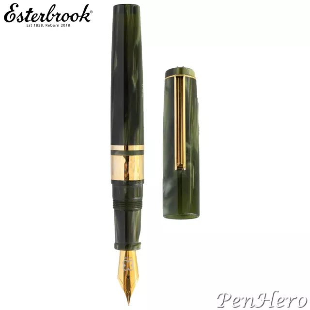 Esterbrook Model J Palm Green Gold Plate Trim Fountain Pen Fine