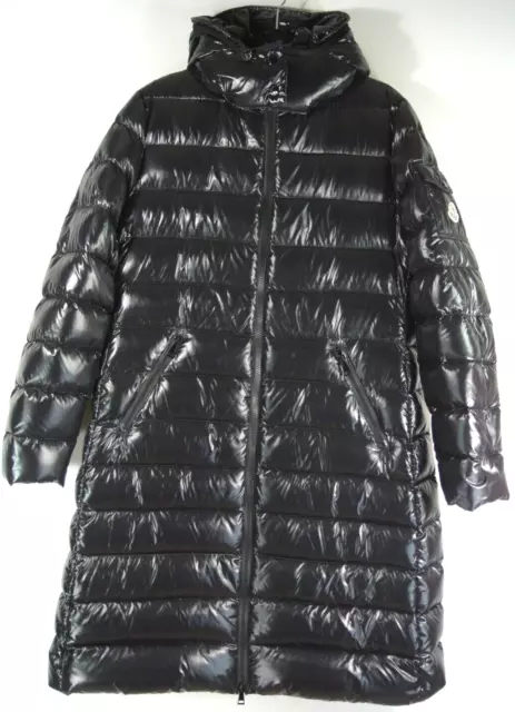 NEW Moncler Moka hooded quilted glossed-shell down coat in Black Size 5 #DC108