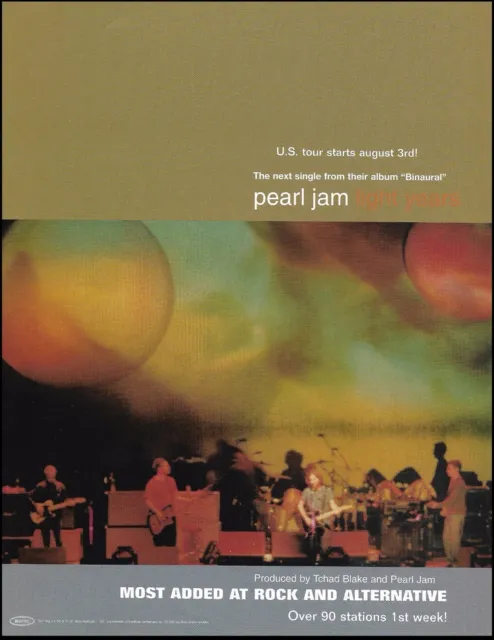 Pearl Jam Binaural 2000 Light Years Single advertisement 8 x 11 color ad print