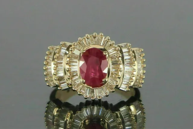 Bague de mariage pour femme en rubis rouge, coupe ronde 3 carats, créée en...