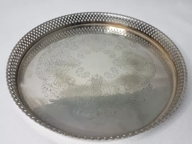 Vassoio placcato argento galleria a base di rame che serve vintage Svezia amato raro