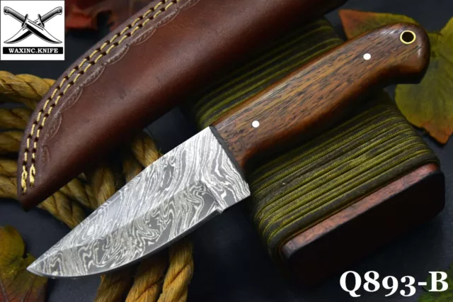 Custom 7.8"OAL Hand Forged Damascus Steel Hunting Knife Handmade (Q893-B)