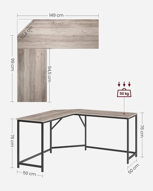 VASAGLE CORNER DESK, LShaped Computer Desk, Office Desk, Study EUR 40