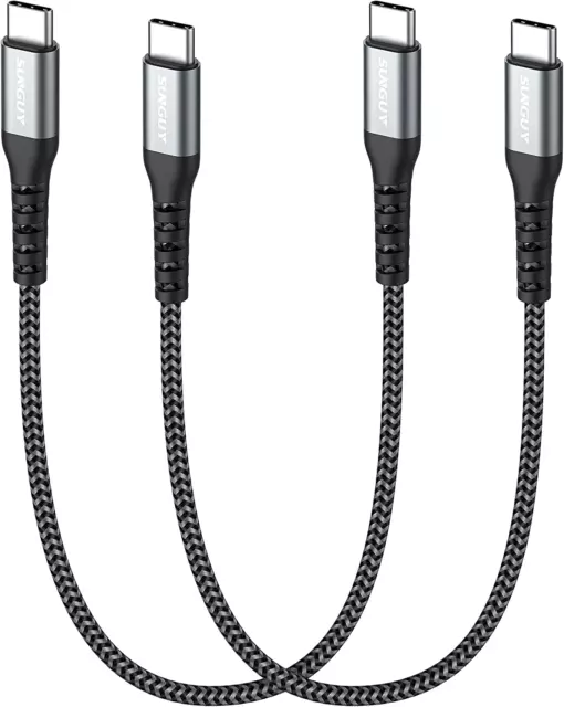 USB C a USB C Cavo Corto, [2 Pack, 0.3M] 60W PD Fast Charge Tipo C Cavo Del Cari