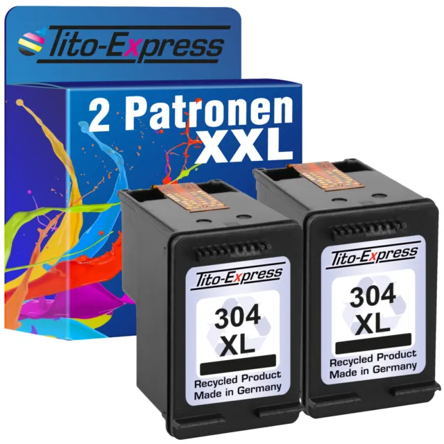 2x Tintenpatrone PlatinumSerie für HP 304XL BK DeskJet Ink Advantage 3700