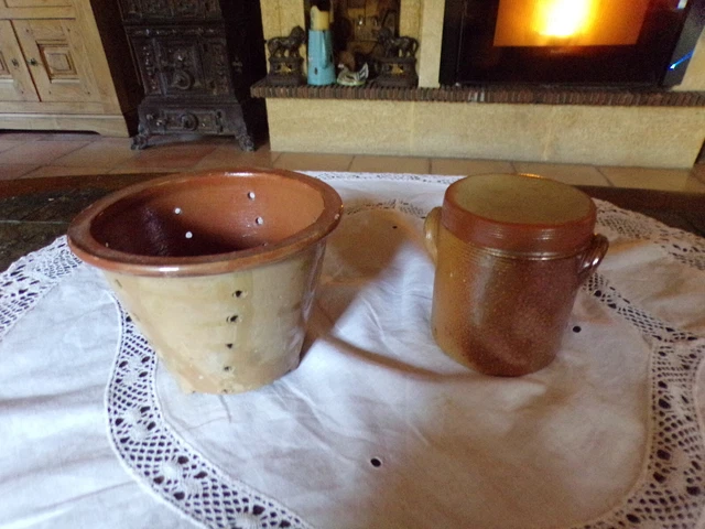ANCIENNE FAISSELLE EN terre cuite,pot à graisse en terre cuite ...