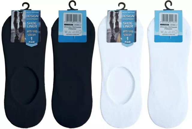 Invisible Trainer Socks No Show Shoe Liner Mens Womens Ladies Anti Slip Silicone