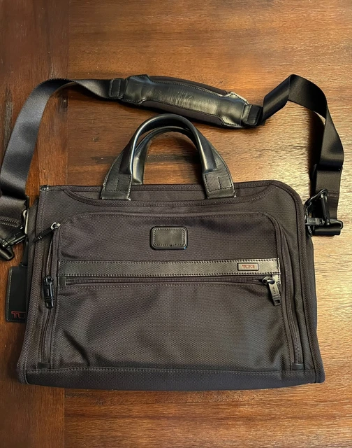 Tumi Alpha Series Slim Deluxe Portfolio Brief BLACK Laptop Briefcase Travel Bag