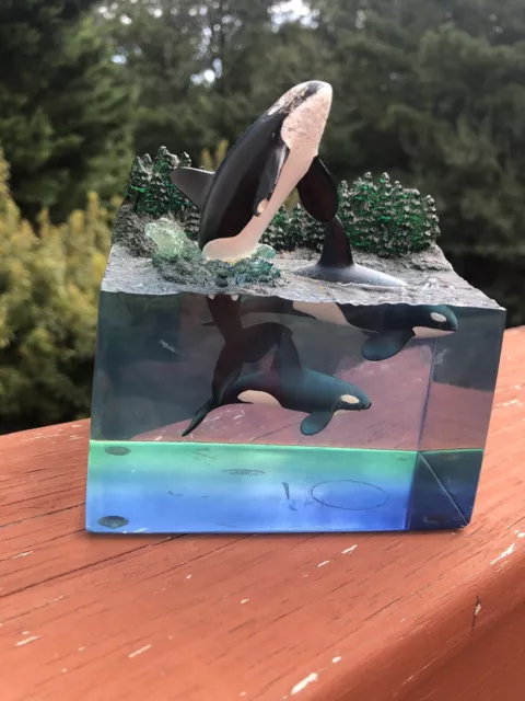 Wyland Dakin Big Breach Orca Whale (3) Figurine Sculpture 4.5hx 4.25w x 2.75D”