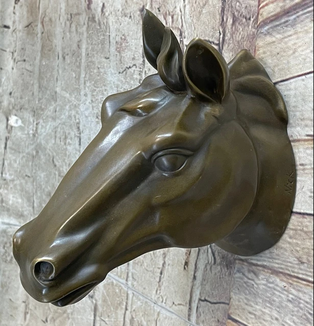 WALL MOUNTED HORSES Stallion Head Sculpture Bust 100 Real Bronze 249.