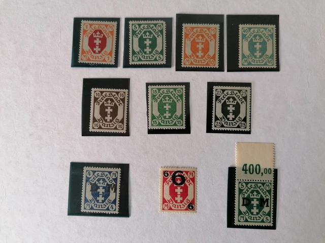 10 x Freie Stadt Danzig 1 + 4 + 5 + 10 + 40 + 15 + 25 postfrisch (A203)