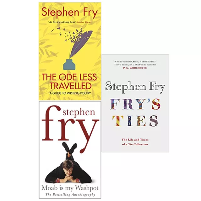 Stephen Fry 3 Books Set (The Ode Less Travelled, Moab Is My Washpot & Fry's Ties