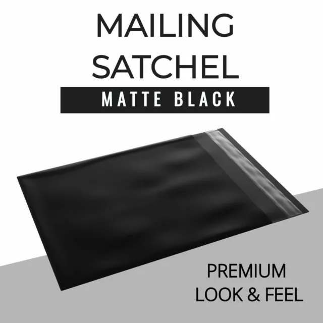 1000x Poly Mailer Courier Bag 430 x 545mm 50MM  MATTE Black Courier with logo