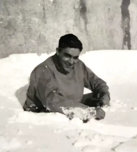 WWII Era US Soldier Showing Deep Snow Is  Walt Officer of Day Military Photos