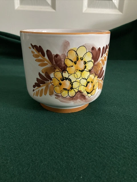 Vintage mid-century colourful Plant Pot Hand Painted 1950s 60s Italian Pottery