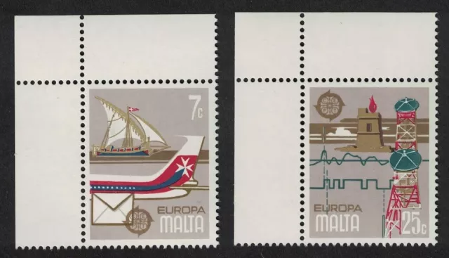 SALE Malta Ship Aircraft Europa Communications 2v Corners 1979 MNH SG#625-626