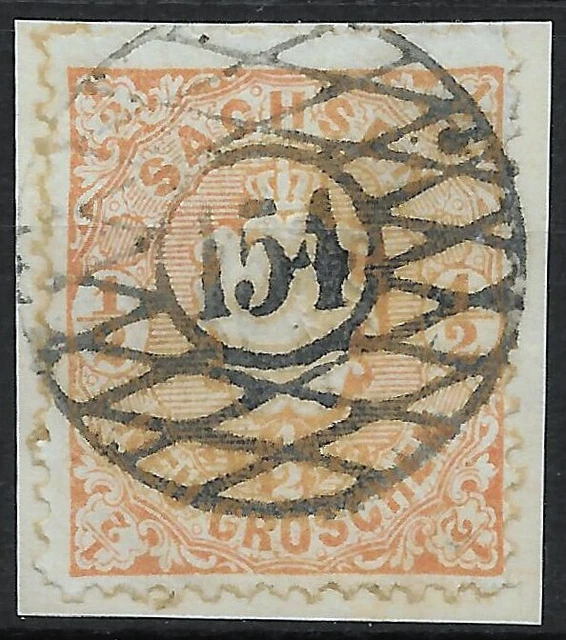 SACHSEN 1863... MiNr. 15 ...1/2 Ngr...Nummernstempel 154 (Markranstädt)